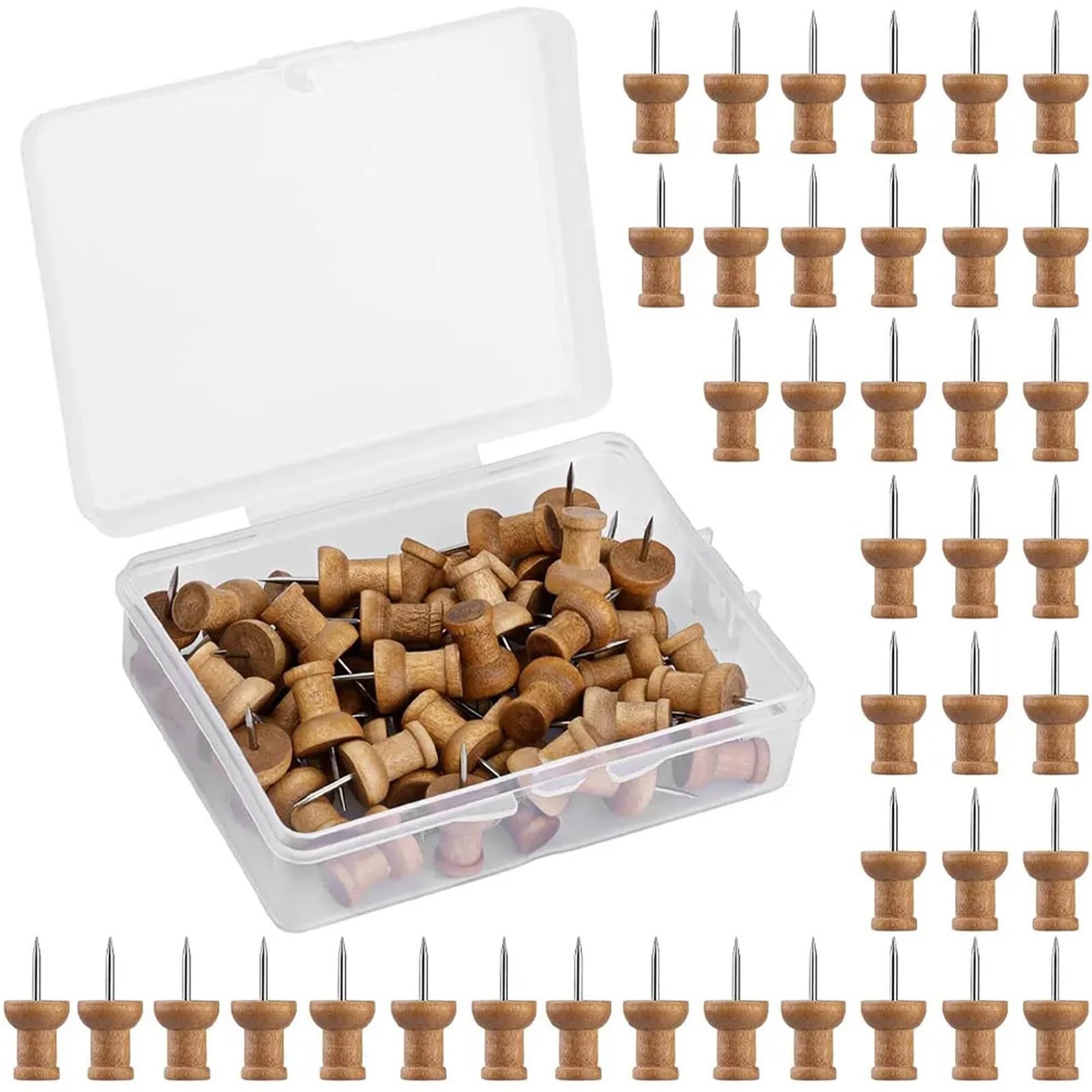Push Pins 40Pcs Wooden Decorative Thumb Tacks