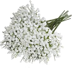 10 White Artificial Flowers Gypsophila, Baby Breath for Wedding Bouquet, DIY Centerpieces and Party Arrangements
