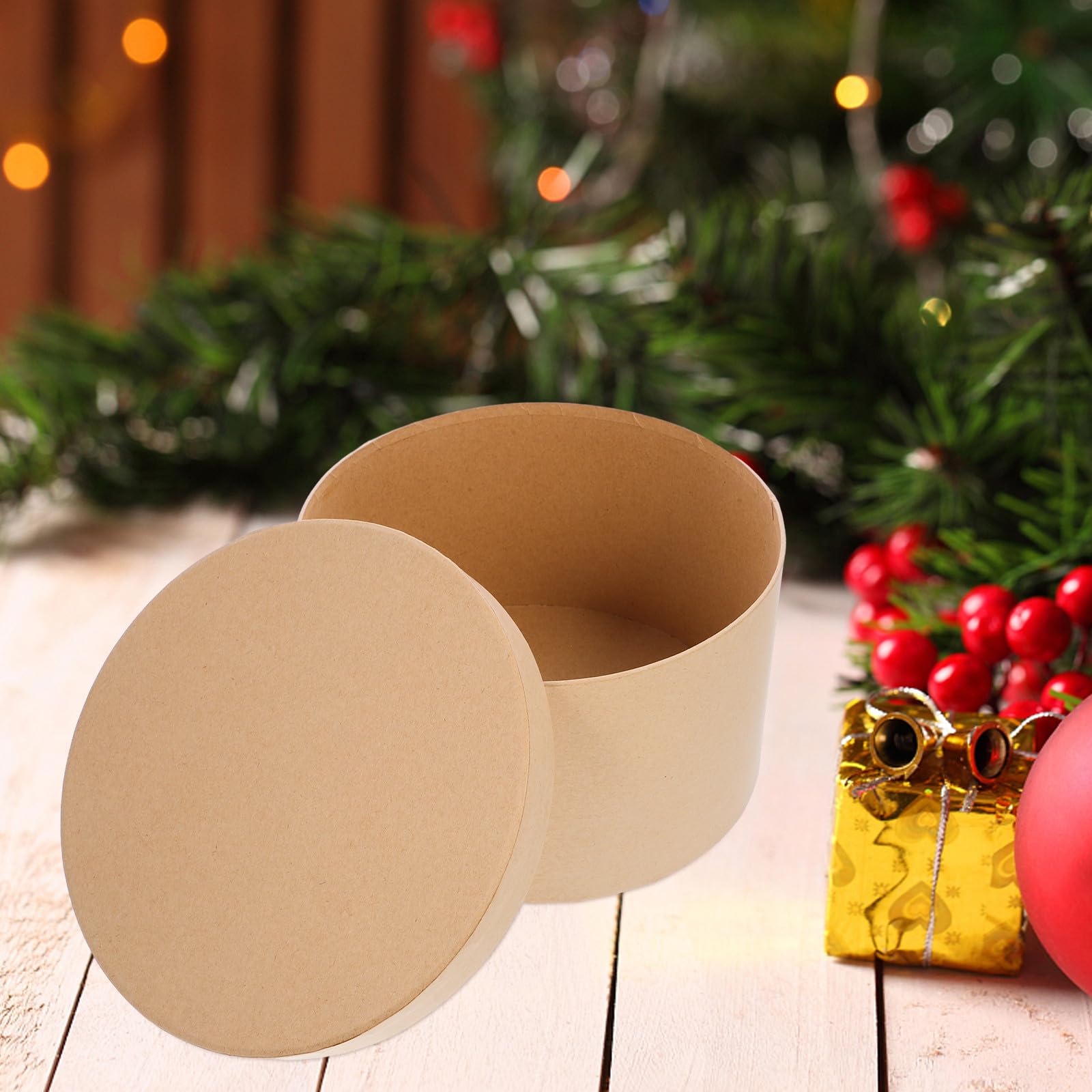 GALPADA Set di 1 Scatola Regalo Rotonda in Carta Kraft Color Cachi, Elegante e Delicata, per Decorazioni da Stanza e Confezioni Regalo Dolci Inclusi