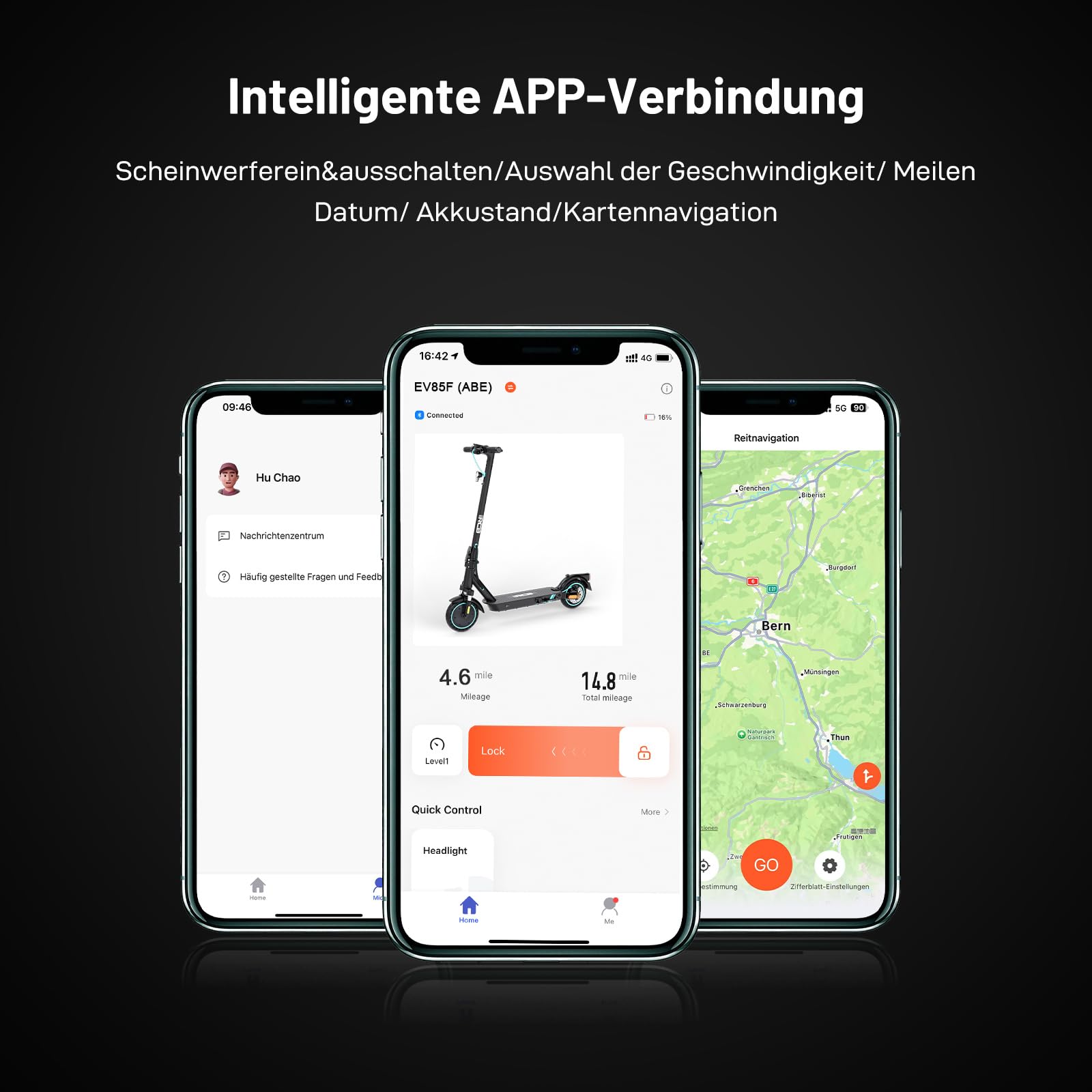 RCB E-Scooter mit Straßenzulassung (ABE), Elektroroller, 8,5-10 Zoll, 7,8Ah-11.4Ah Akku, 400W Motor, 23-40 km Reichweite, Faltbarer e Roller, APP-Steuerung, Doppelbremse, Doppelstoßdämpfer