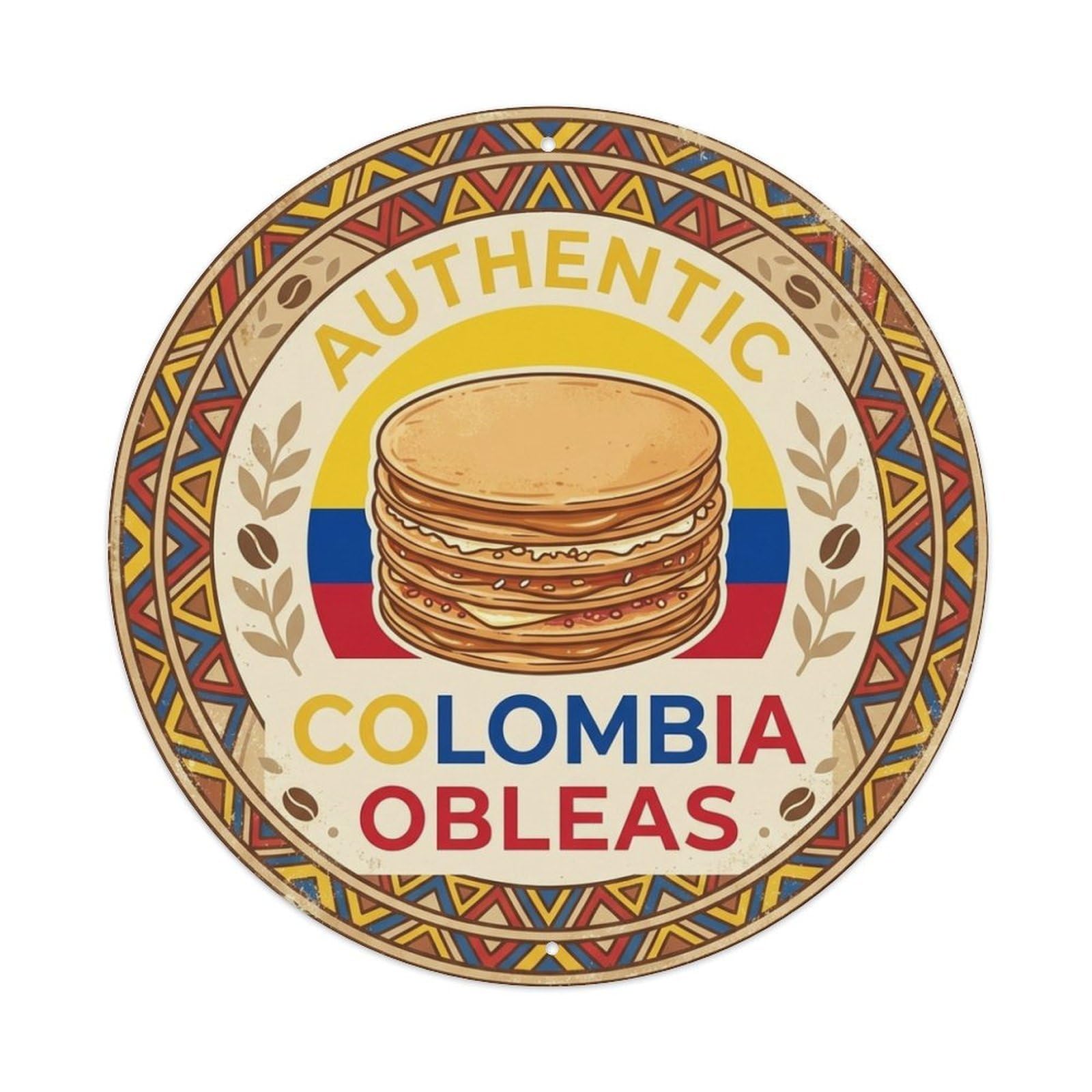 Olhnbad Style Colombia Obleas Travel Wafer Dessert Cuisine Metal Tin Sign