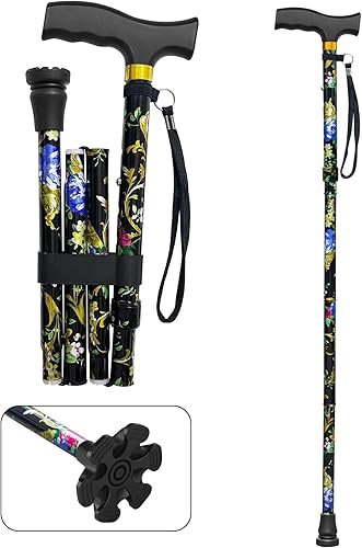 Walking Cane LIXIANG Cane para hombremujer  Ayuda para la movilidad y la vida diaria  Bastón plegable de 5 niveles de altura ajustable  Cómodo