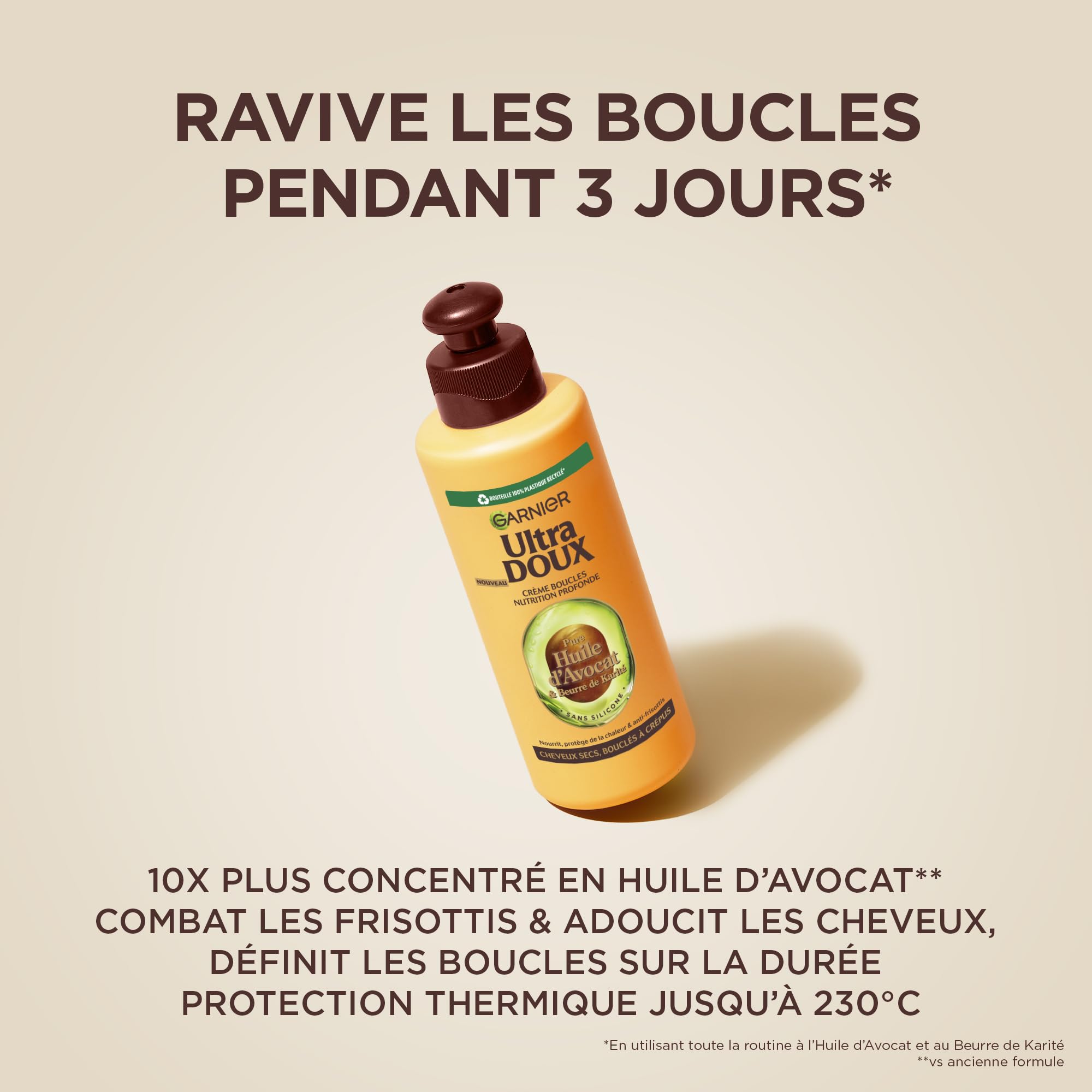Garnier Ultra Doux À l'Huile d'Avocat et Beurre de Karité - Crème de soin sans rinçage Cheveux Très Secs ou Frisés 200 ml