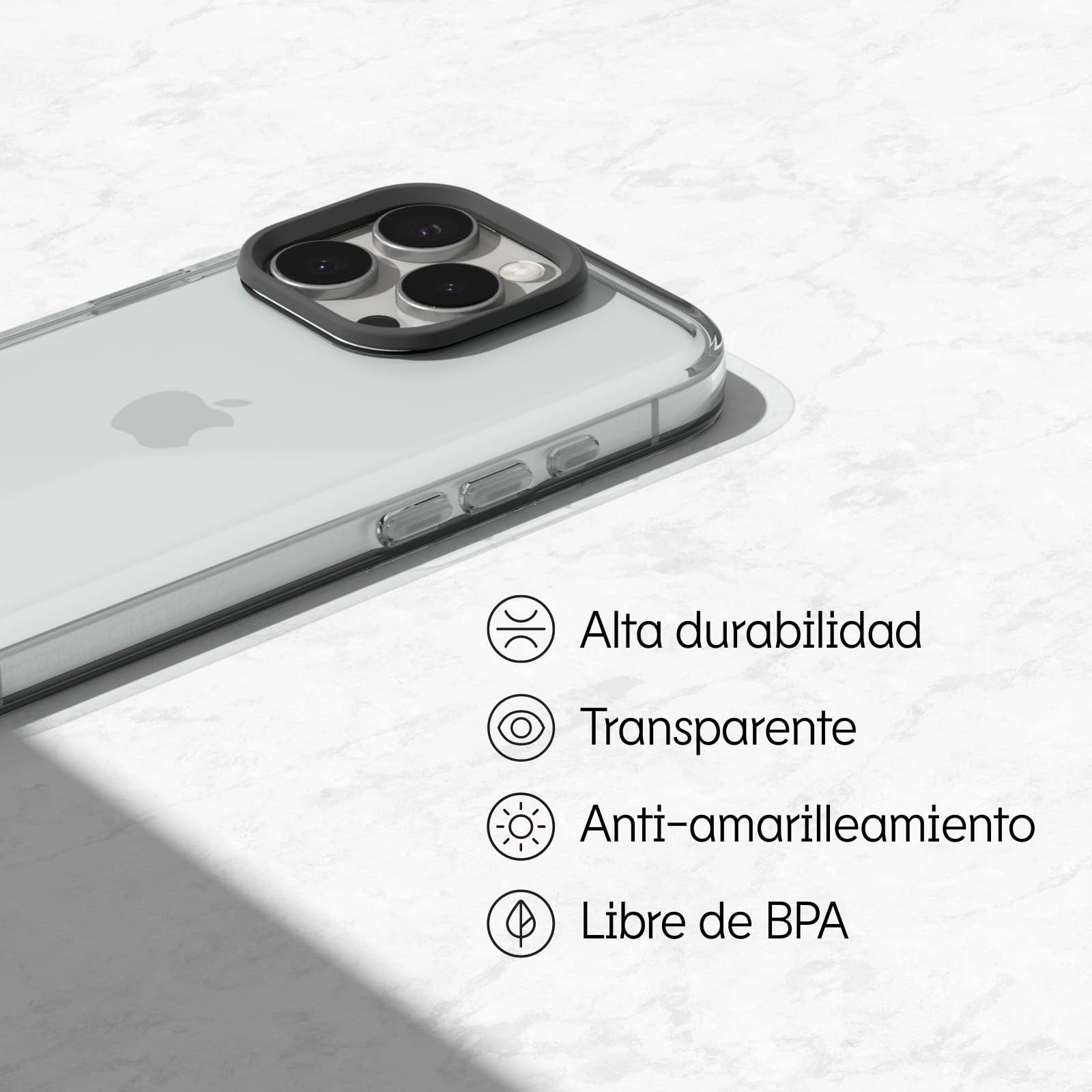 RhinoShield Funda Clear para iPhone 16 Plus | Tecnología antiamarilleamiento, alta transparencia cristalina, resistencia a impactos y grado militar.
