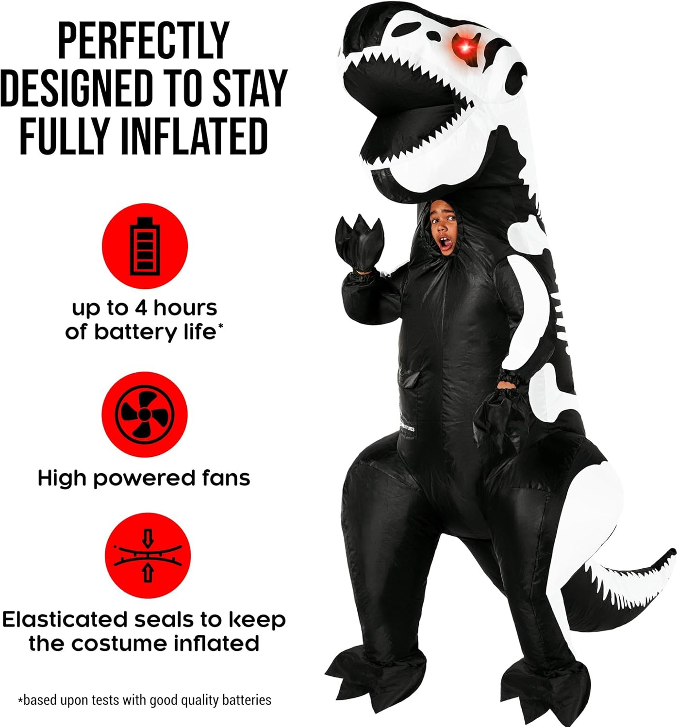 Morph Inflatable LED Trex Costume Kids, Inflatable Dinosaur Costume Kids, Blow Up Dinosaur Costume Kid - Image 3