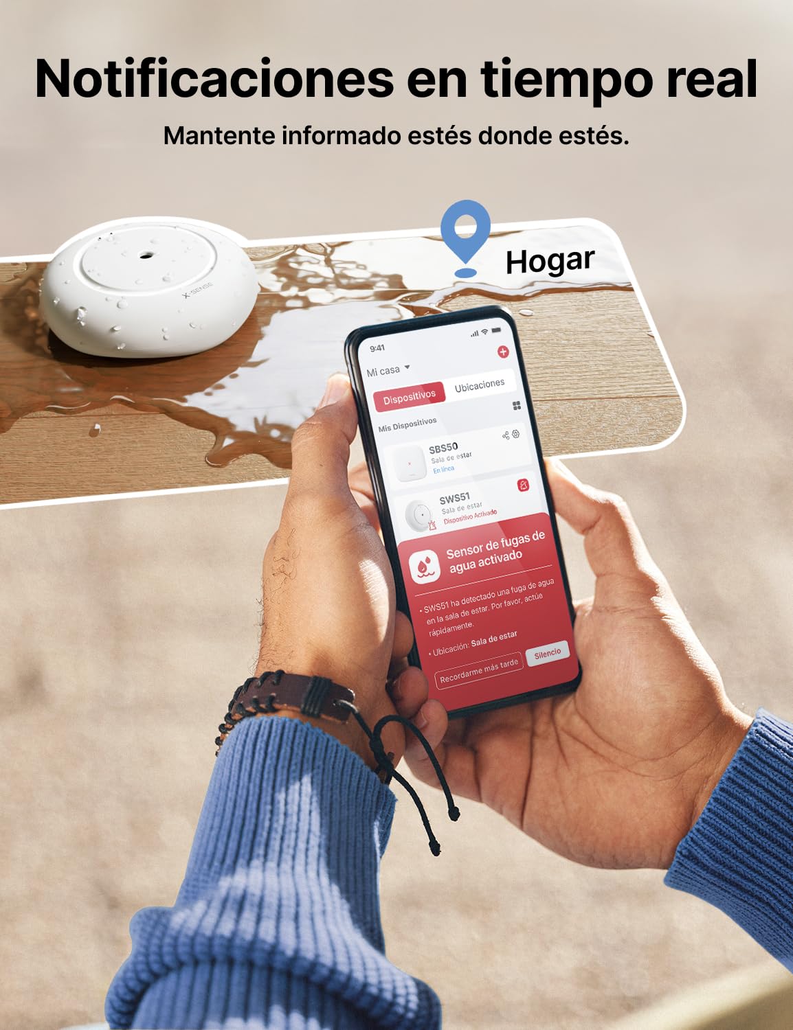 X-Sense Inteligentny wykrywacz wycieku wody Wi-Fi, czujnik wody SWS54 SWS51 3-pak