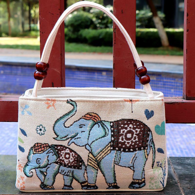 Image of Women Retro Embroidery Satchel Handbag Boho Vintage Handmade Double-Sided Animal Ethnic Hobo Tote Purse Shoulder Handbags