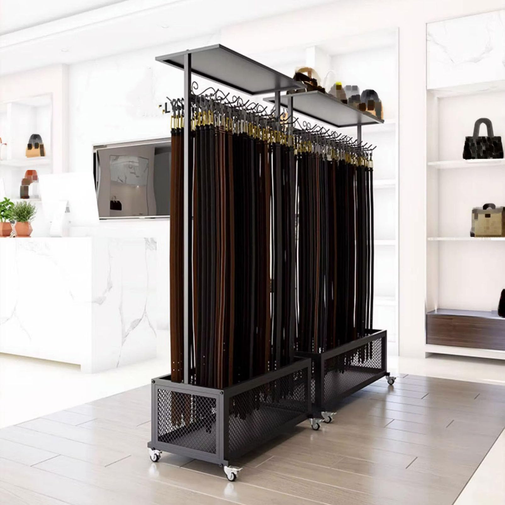 Gürtelaufhänger, Schmuckständer, doppelseitiger Metall-Organizer für Schrankaufbewahrung, robustes Regal für Krawatten, Schals, Schals und Zubehör