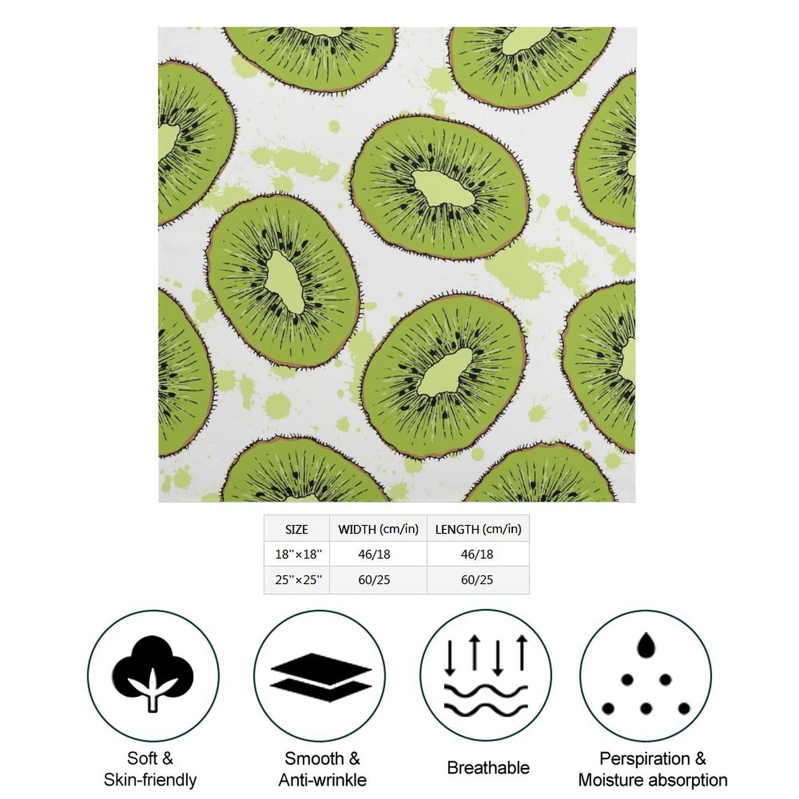 Csemeie Kiwi Fruit Pattern Bandana Hair Scarf Headband Adjustable Neckerchief for Men Women Decor