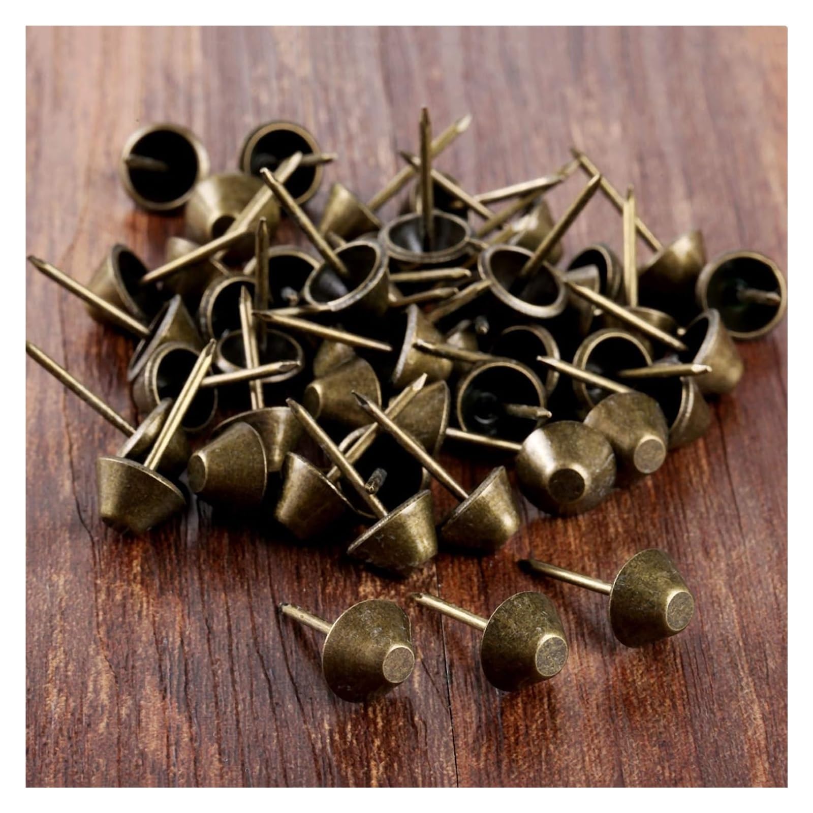 Punaises à Dessin, 100 punaises de canapé Plates en Fer Bronze Antique, Panier de boîte à Bijoux Vintage 11 mm 25 mm, matériel for la Maison, Attaches habituelles et Pratiques