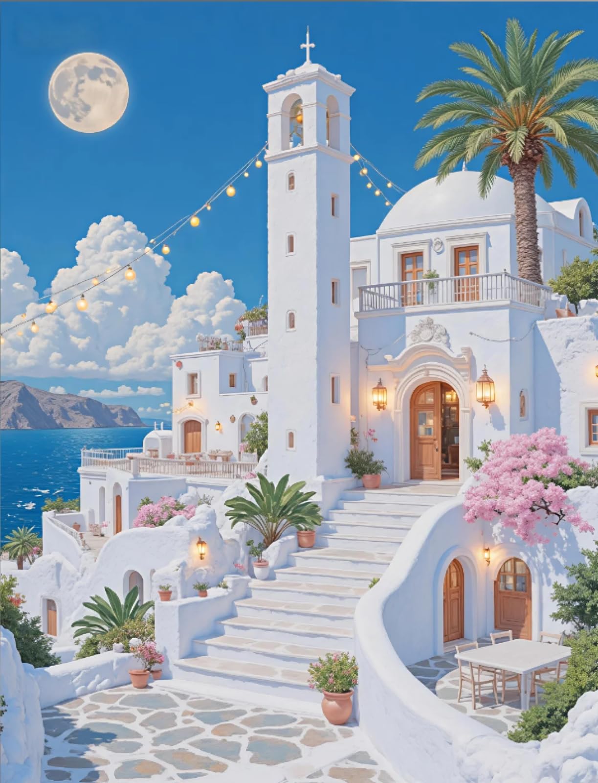 Stithej Stamped Cross Stitch Kit Seaside House Adult Beginner19.7x15.7in