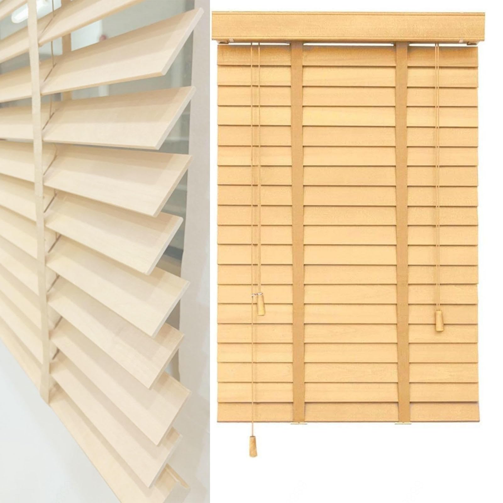 Store en bois occultant horizontal pour tamiser la lumière du salon 120x120cm