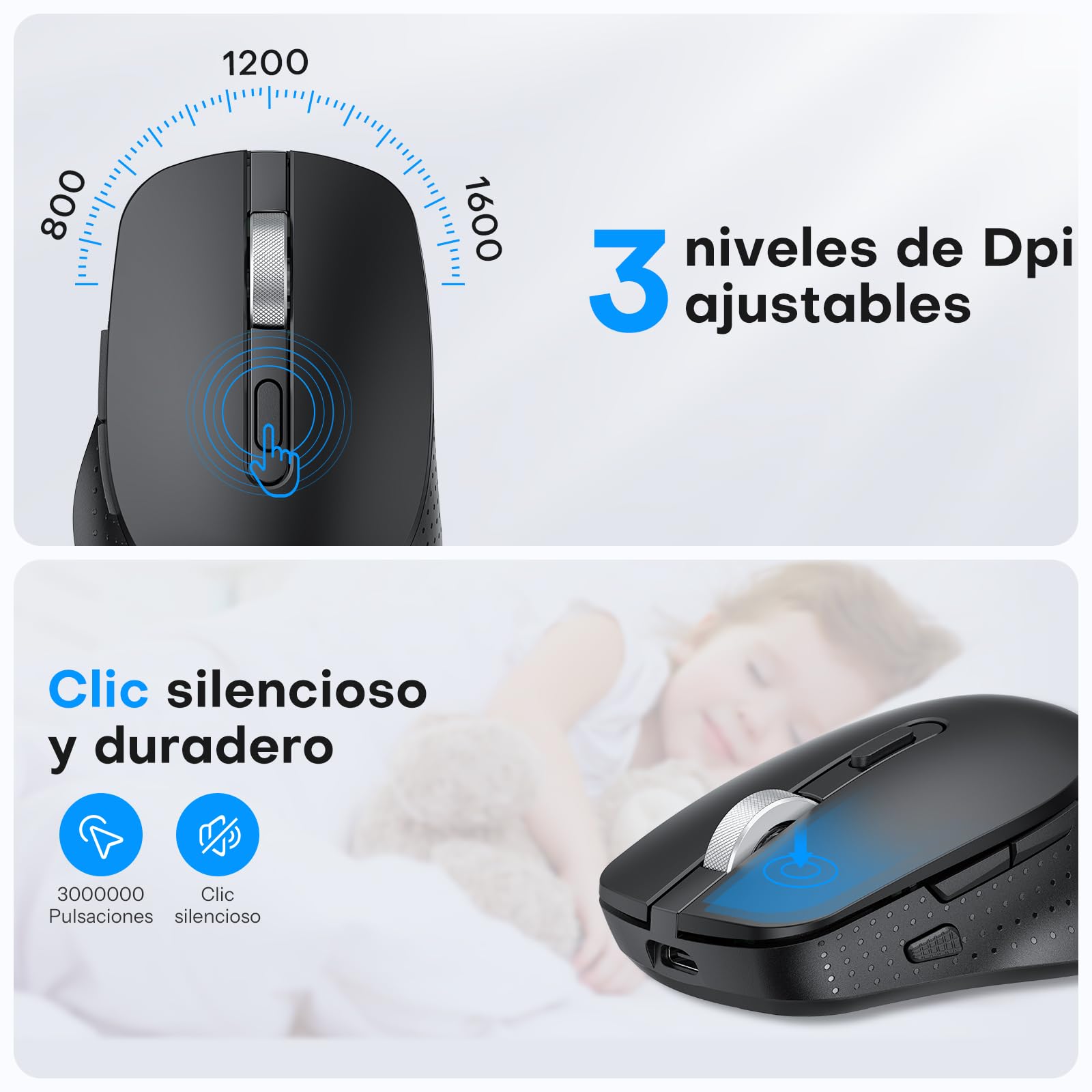 OMOTON inalámbrico Bluetooth Teclado y ratón para Mac (MacBook Air/MacBook Pro/iMac/iMac Pro),Teclado y ratón USB Recargables para Mac OS, con 3 Canales Bluetooth, Escritura silenciosa, QWERTY