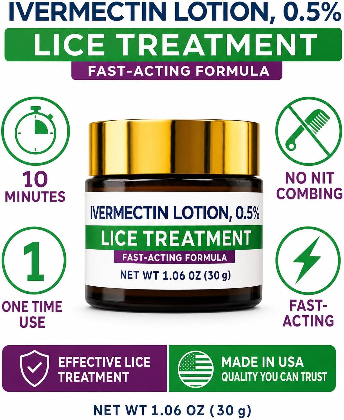 Scalp Care Lotion for Head Lice Treatment | Ivermectin Lotion 0.5% Formula | Fast-Acting Single Use | Safety-Tested for Ages 6 Months and Older