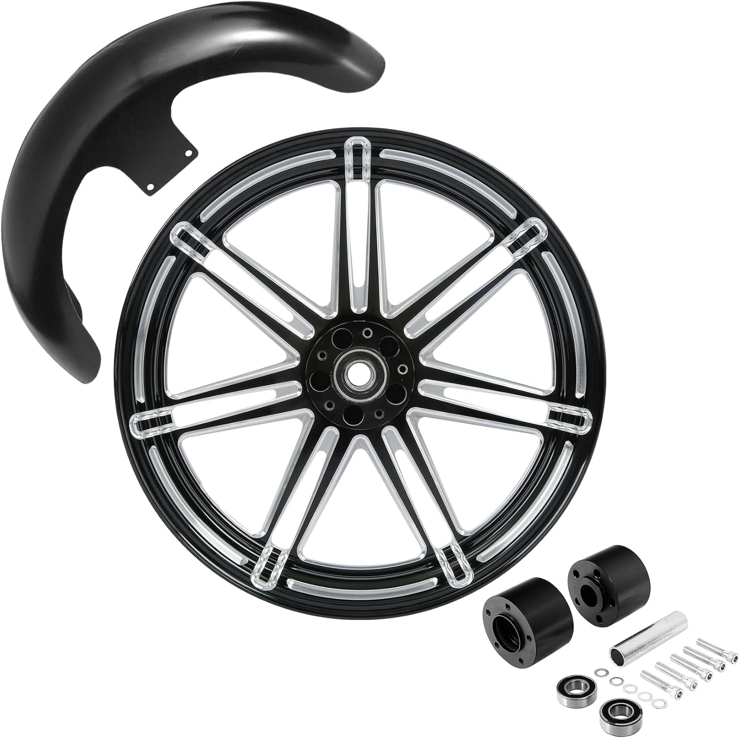 TCMT 21" Front Wheel Rim Dual Disc Flange Wheel Hub Front Fender Fit For Harley Touring Non-ABS/ABS Models Road King Electra Street Road Glide Ultra Limited 1997-2013