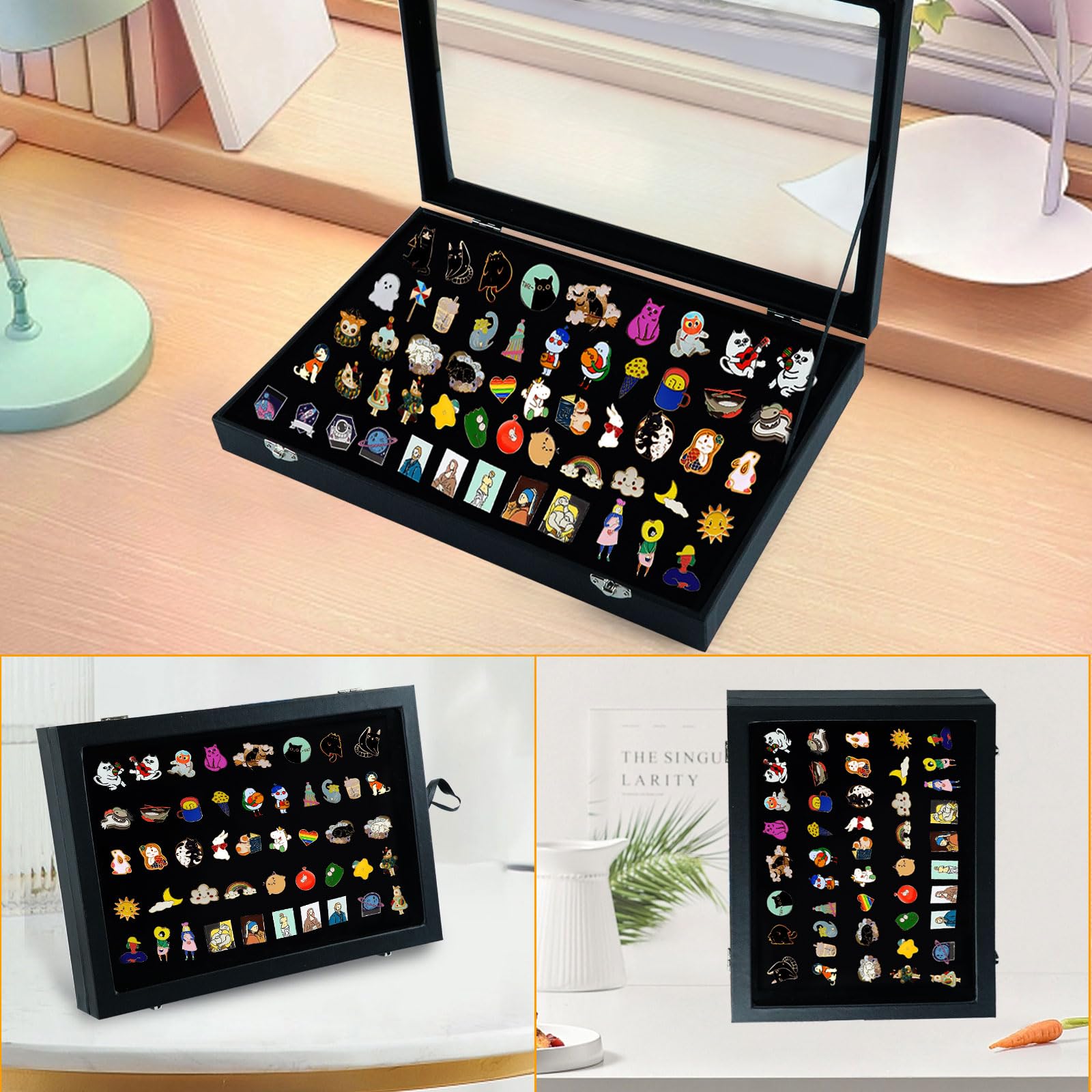 Amazon｜ピンバッジ ケース透明窓スピンズフレーム ピンディスプレイ 