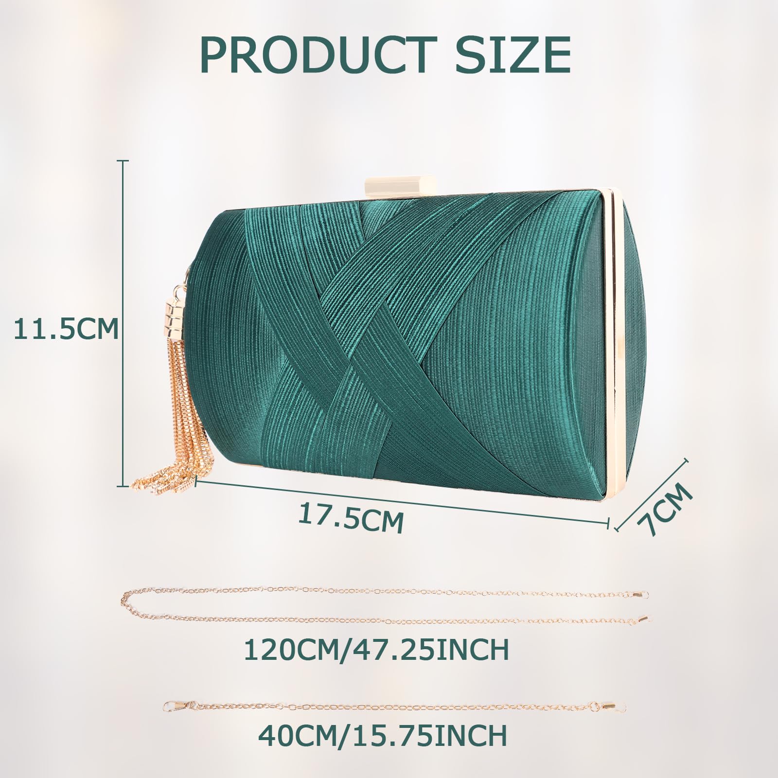 Ledander Evening Bag Clutch Purses for Women, Women's Formal Clutch Purse Elegant Satin Evening Handbags for Wedding Engagement Party Cocktail Prom (Green)