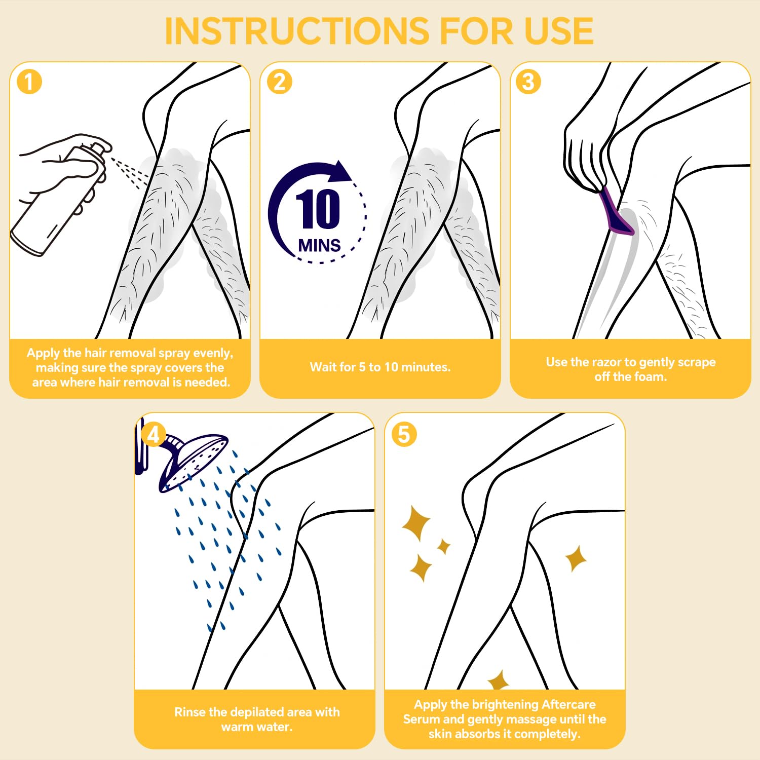 PHOFAY Cloud Sense Hair Removal Spray for Sensitive Skin, Aloe Vera, Ginseng & Hyaluronic Acid