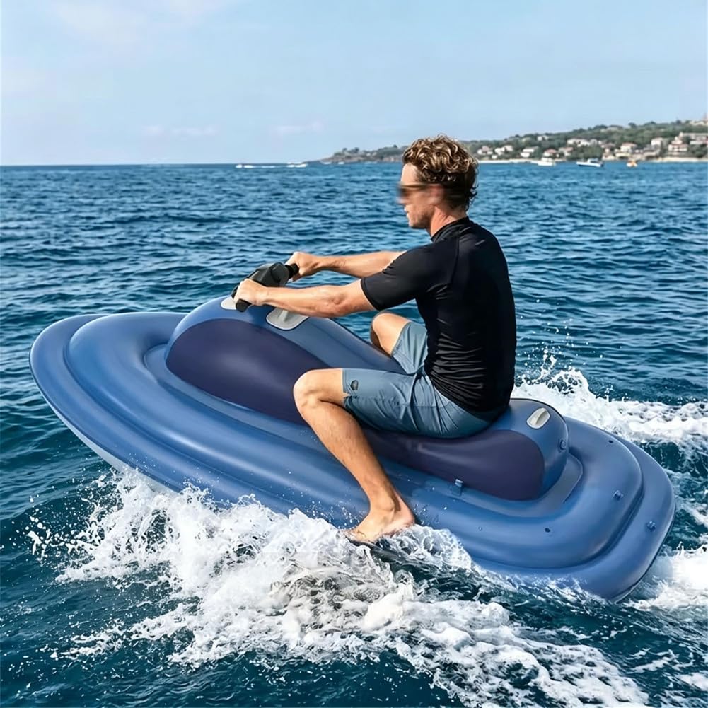 Aufblasbares Jetboot, Elektrisches Motorboot mit 500W/700W Thruster, Faltbarer Jetski für Seetauchen und Wassersport, Tragbares Wasserfahrzeug für Schwimmabenteuer