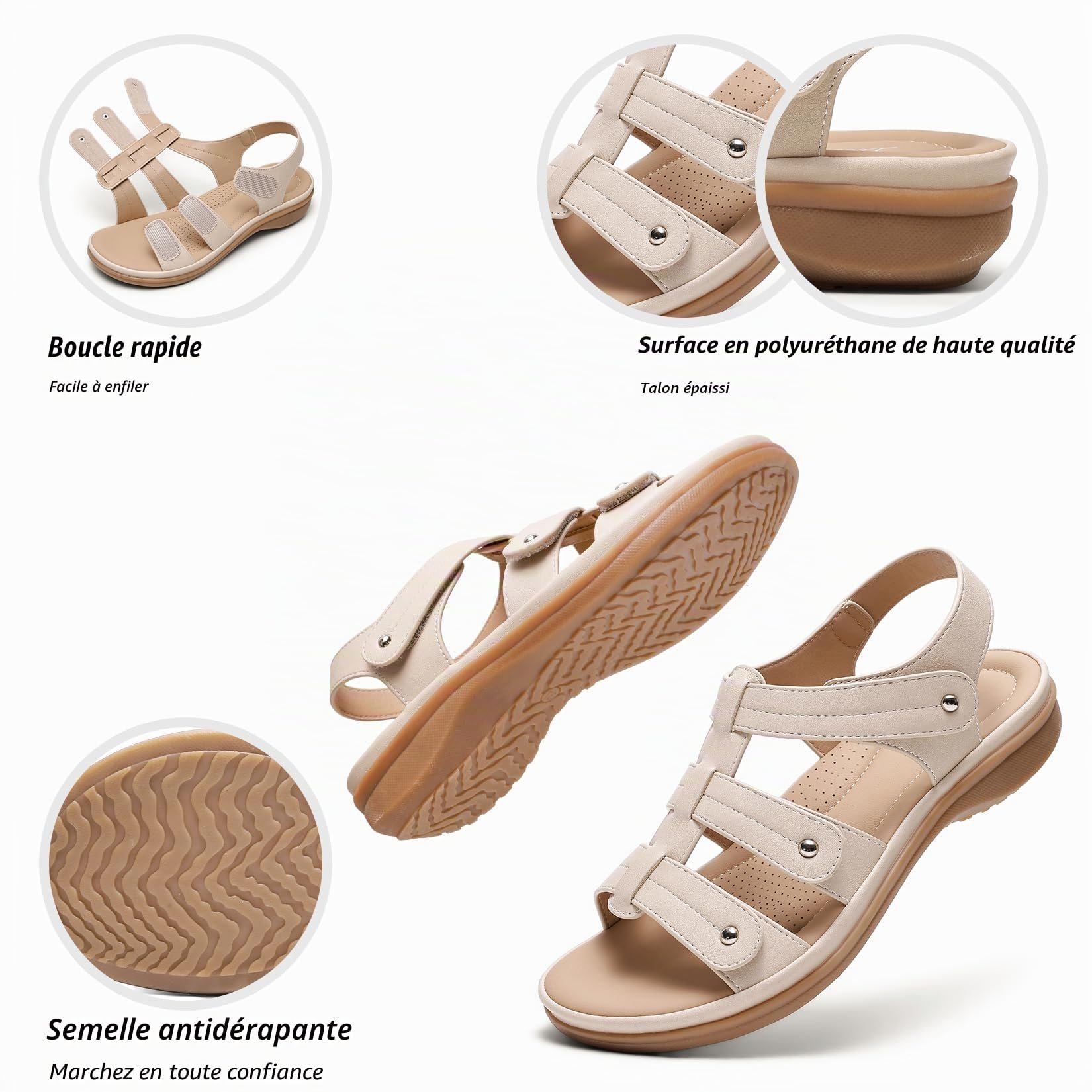 Littleplum Sandales pour Femmes à Soutien Plantaire Sandales Confortables Sandales plates d'été