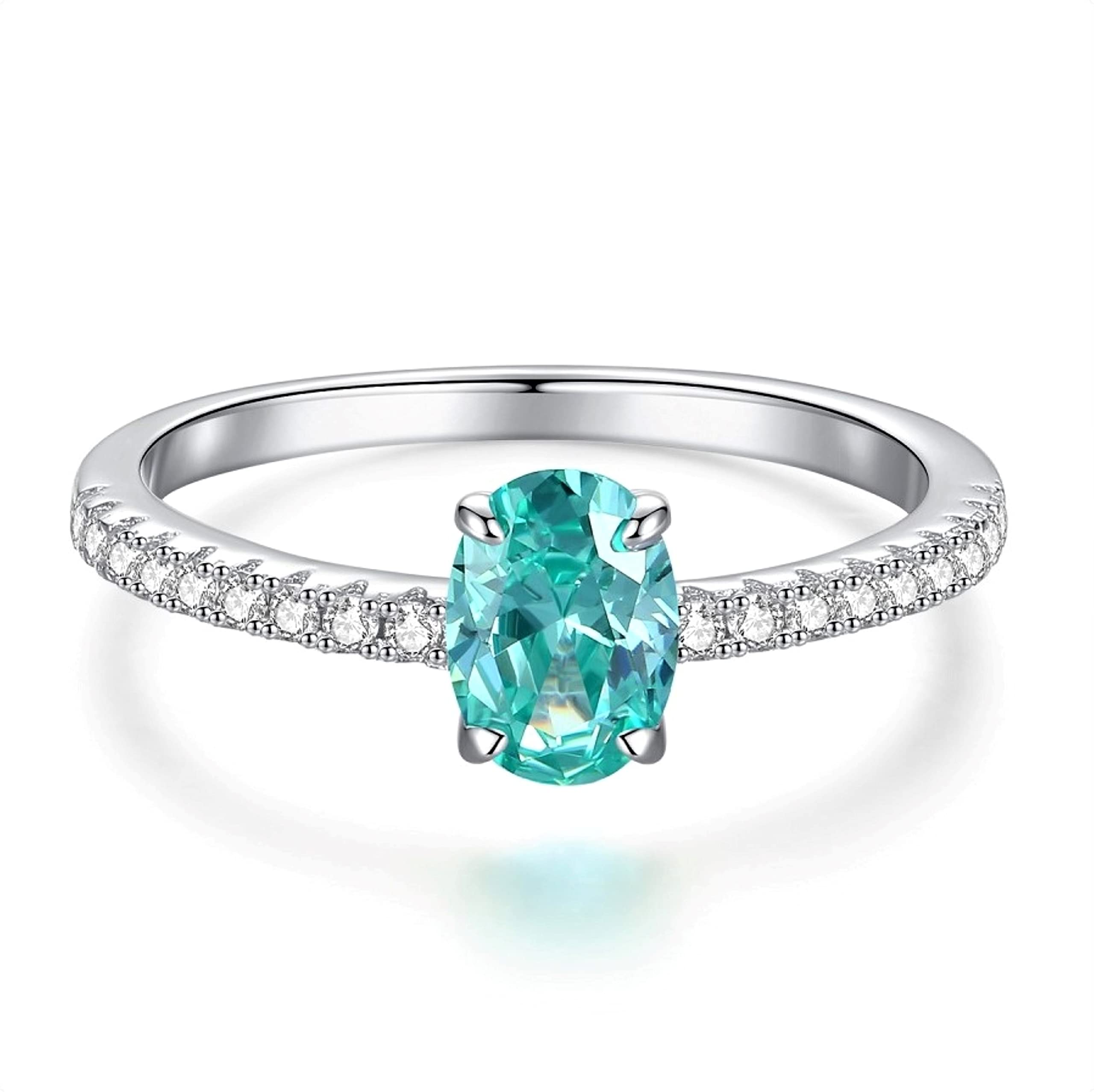 Anello da donna in argento sterling 925 con tormalina Paraiba, anello alla moda con pietre preziose da donna, gioielli da donna