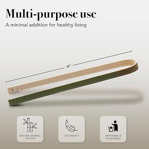 Miniatura 2 de Party Essentials Mini pinzas desechables de bambú ecológicas, utensilios para servir tostadas, 6 pulgadas de longitud, 50 unidades, natural