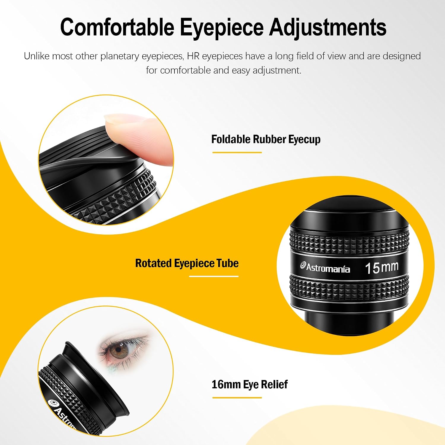 Astromania Telescope Eyepiece 15mm, Wide Angle 58° Planetary Eyepiece 1.25" image 4
