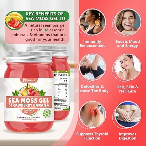 Miniatura 3 de UPNEUTRI Gel de musgo marino  Wildcrafted Irish Sea Moss 92 Minerales y Vitaminas Defensa Inmunológica Apoyo Antioxidante Tiroideo, Vegano Sin OMG