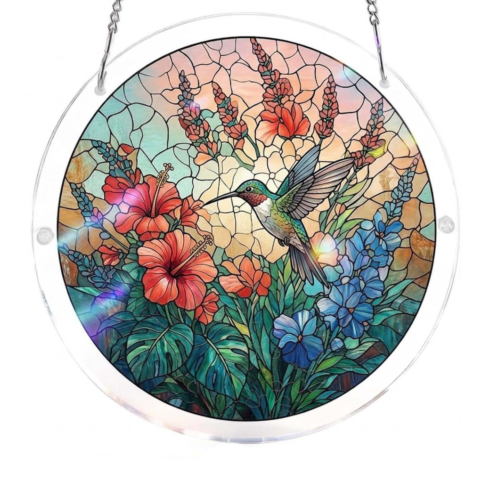 Acrylic Puzzles Suncatcher Window Hanging, 7.4 Inch DIY Suncatcher Kits for Doors Garden, Stained Glass Acrylics Sun Catcher Puzzle for Women & Men Birthday Home Decor (#23)