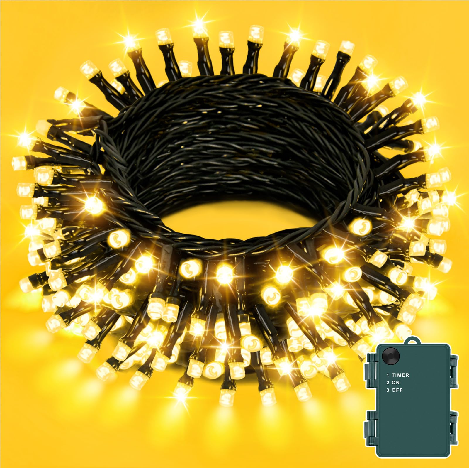 Dalugo Battery Powered Fairy Lights, 3M 30 LED Warm White Christmas Tree Lights with Timer, IP65 Waterproof String Lights Battery Operated for Indoor Outdoor Xmas Decorations(Green Wire) โ image 1