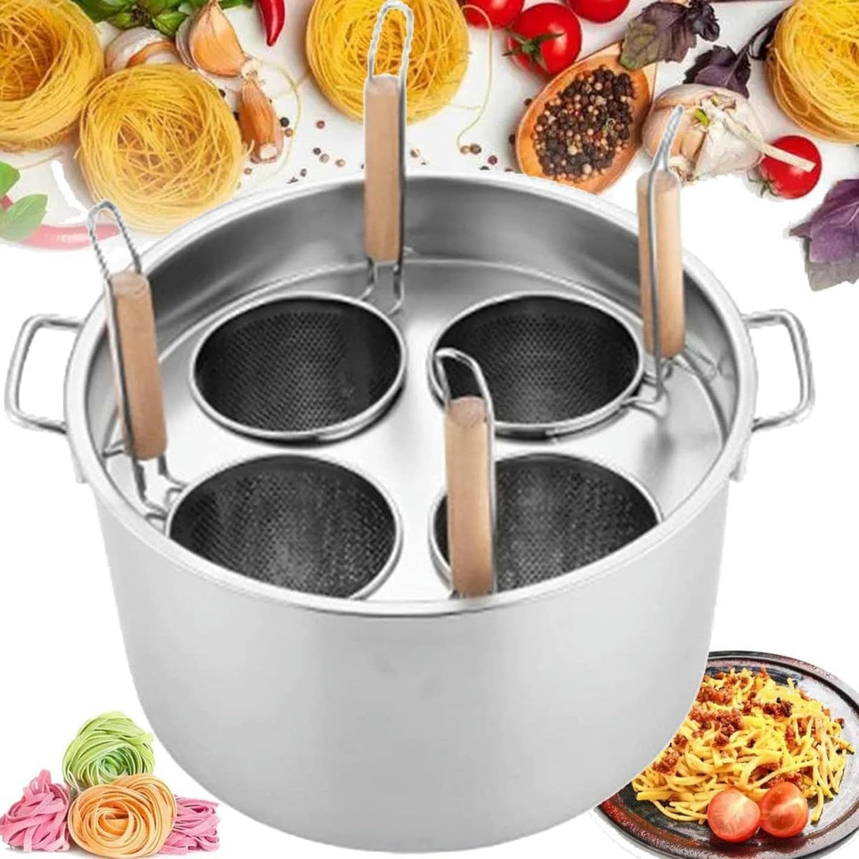 Genérico Ollas para Pasta, Juego de ollas para cocinar Pasta comerciales, ollas para cocinar Pasta multifuncionales con Divisor y colador, Olla de Acero Inoxidable para Cocina casera, Restaurante, OL