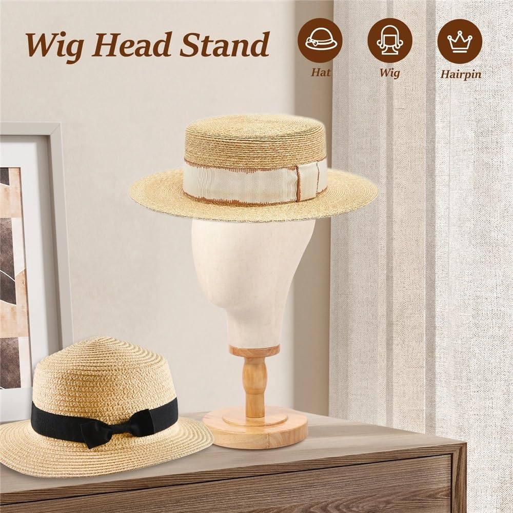 Wig Stand Perückenkopf aus Segeltuch, Perückenständer, Schaufensterpuppenkopf for Ausstellen und Herstellen von Perücken, Perückenständer mit Kopf, Perückenstützen, Halter, Kappen, Kopfschmuck Wig Dis