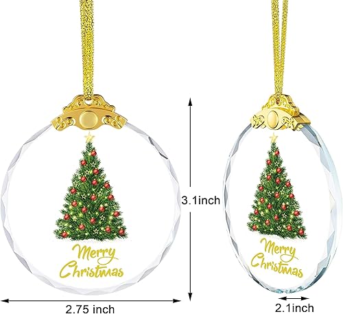 Miniatura 2 de Adorno colgante de cristal de Navidad, decoración brillante para árbol de Navidad, grabado de cristal, decoración del hogar, regalo de Navidad