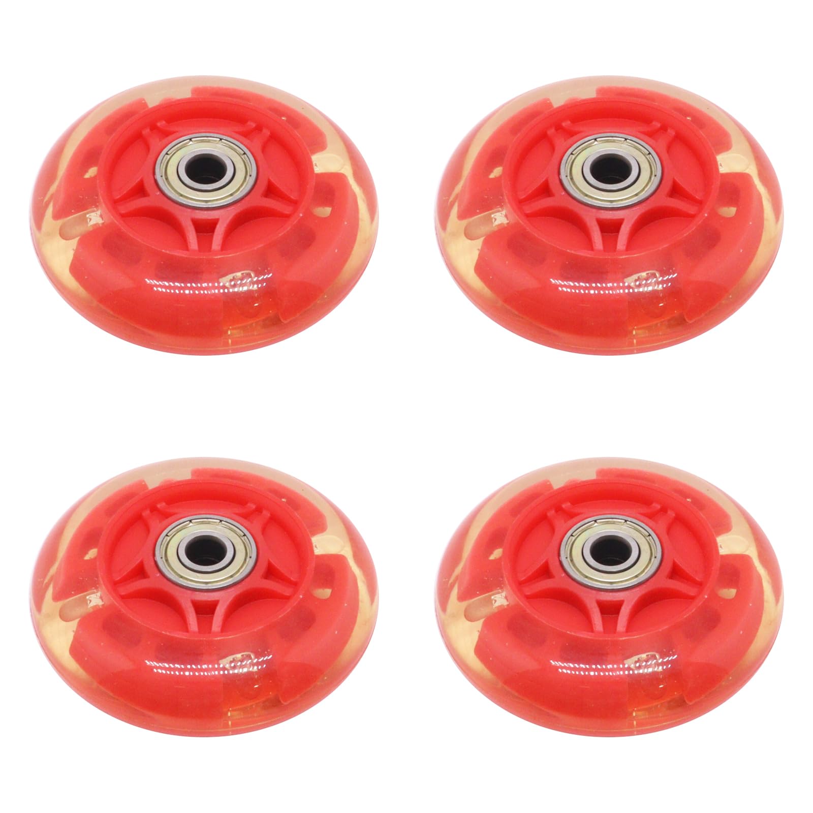 BENLIUDH Inline Skate Wheels With Bearings, 3 Inch Roller Blade 76mm Outdoor and Indoor Clear Wheels for Office Chairs, Luggage (4 Pack, Red)