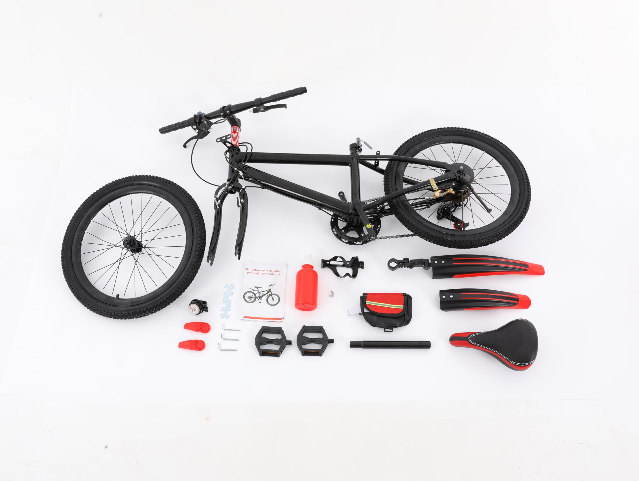 Mountain bike da 20 pollici, 7 marce, per adulti, City Bike con freno a disco, doppio sistema di frenatura e robusto telaio per bicicletta per adulti, città e terreni, colore rosso
