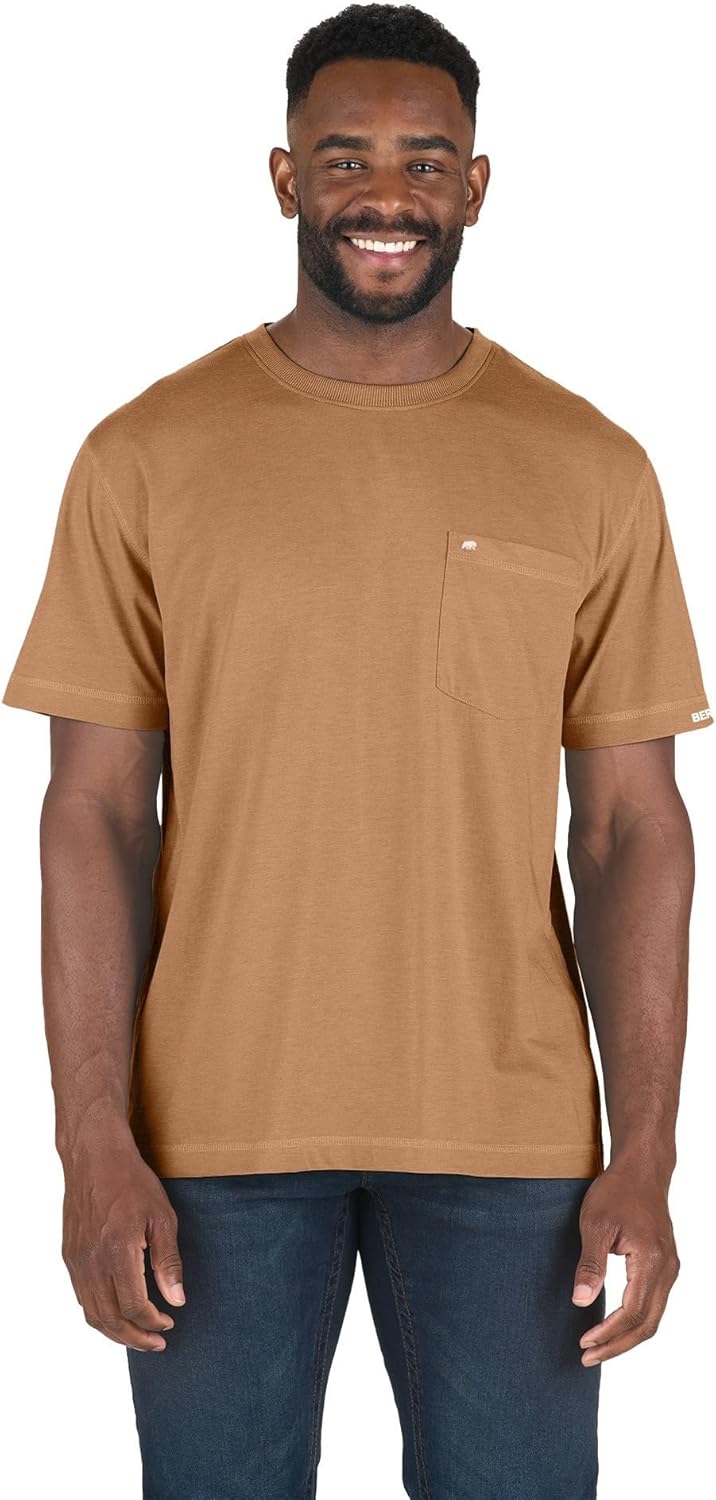 Berne Men's Lightweight Performance Short Sleeve Pocket T-Shirt, Singles and 3 Packs