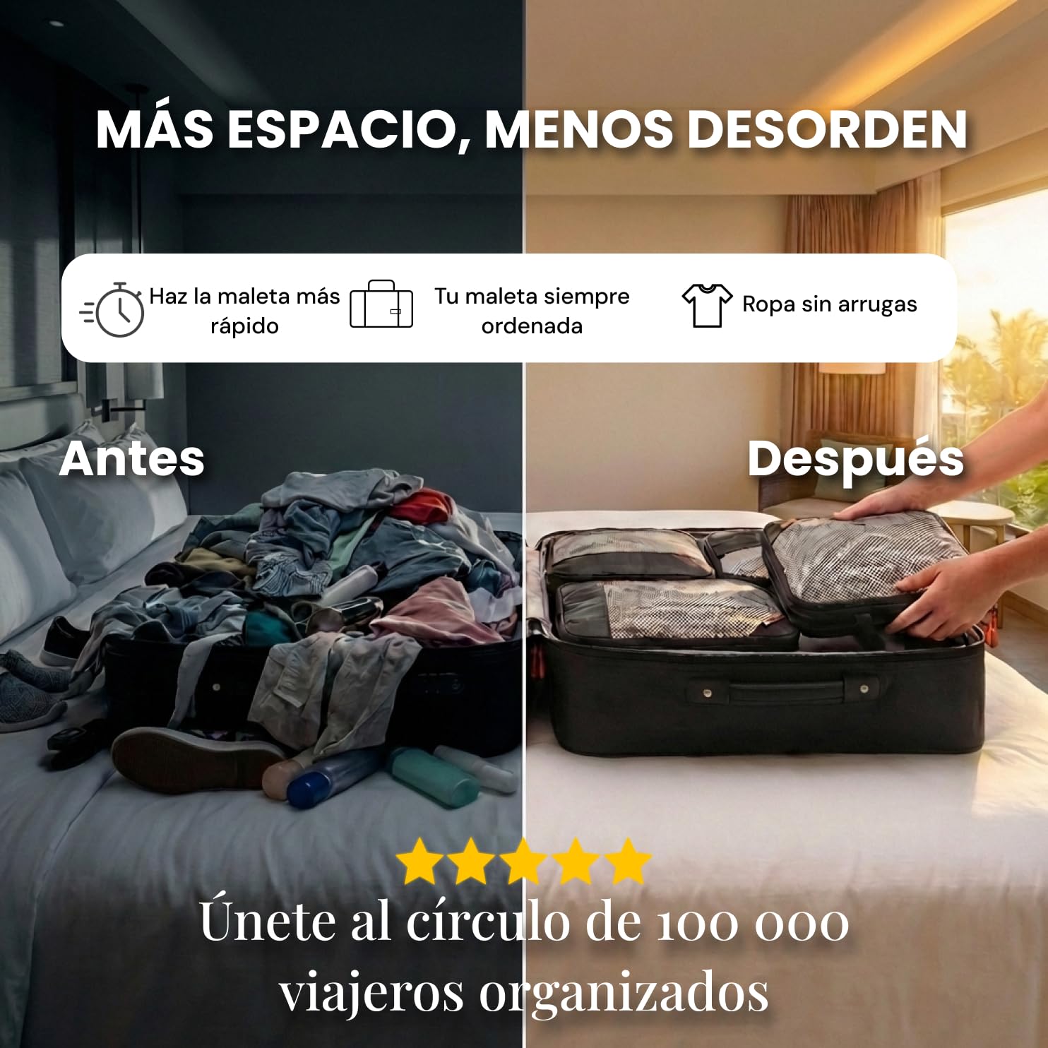 LOONARA Bolsas de compresión para maletas y mochilas [7 piezas] - Cubos compresibles, organizadores de equipaje, bolsas de viaje, accesorios para acampada y senderismo (Pizarra Alpina - Gris)