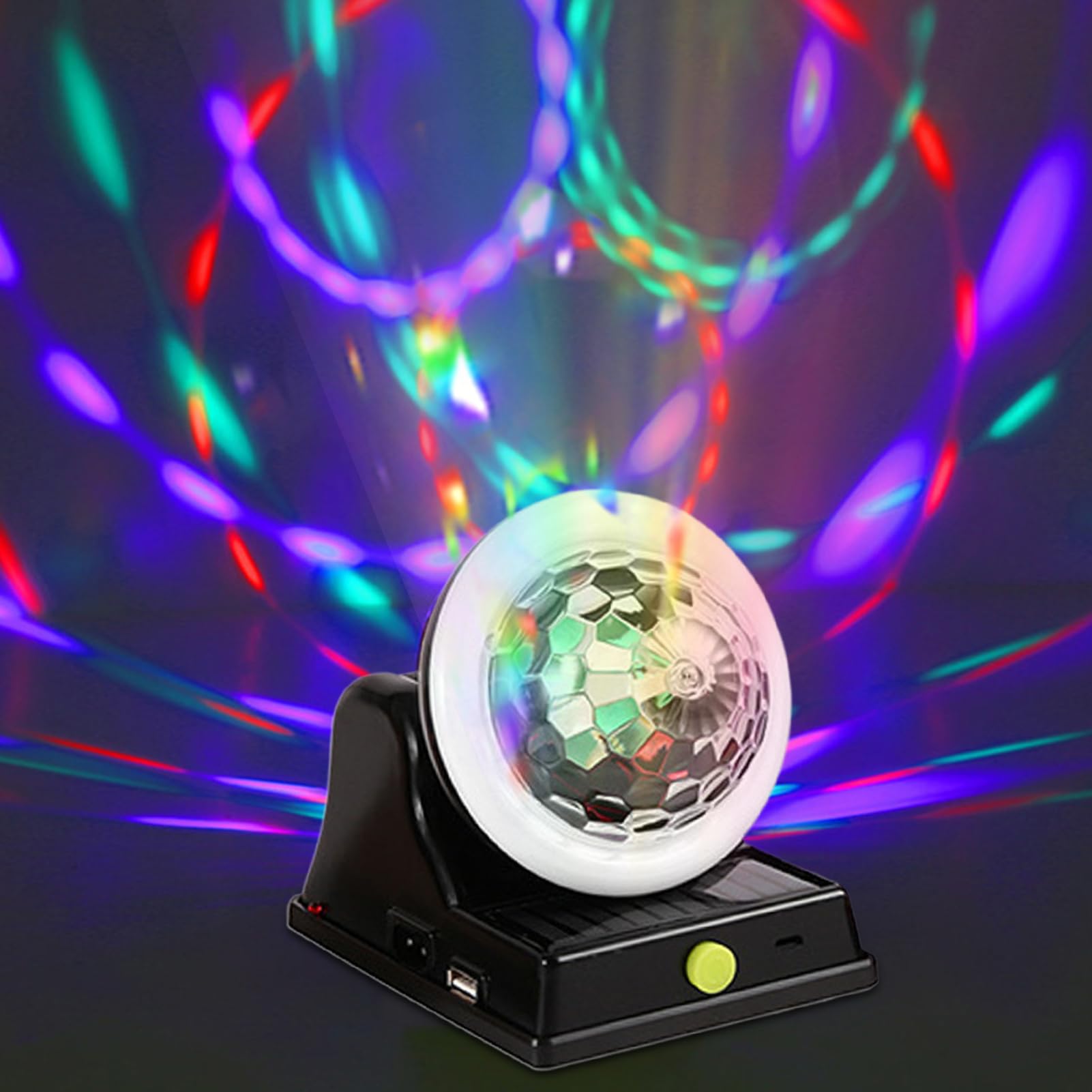Lámpara de discoteca de carga solar – Ambiente de fase LED colorido para uso exterior interior | Iluminación de fiesta para ahorro de energía para jardín, patio, camping, fe