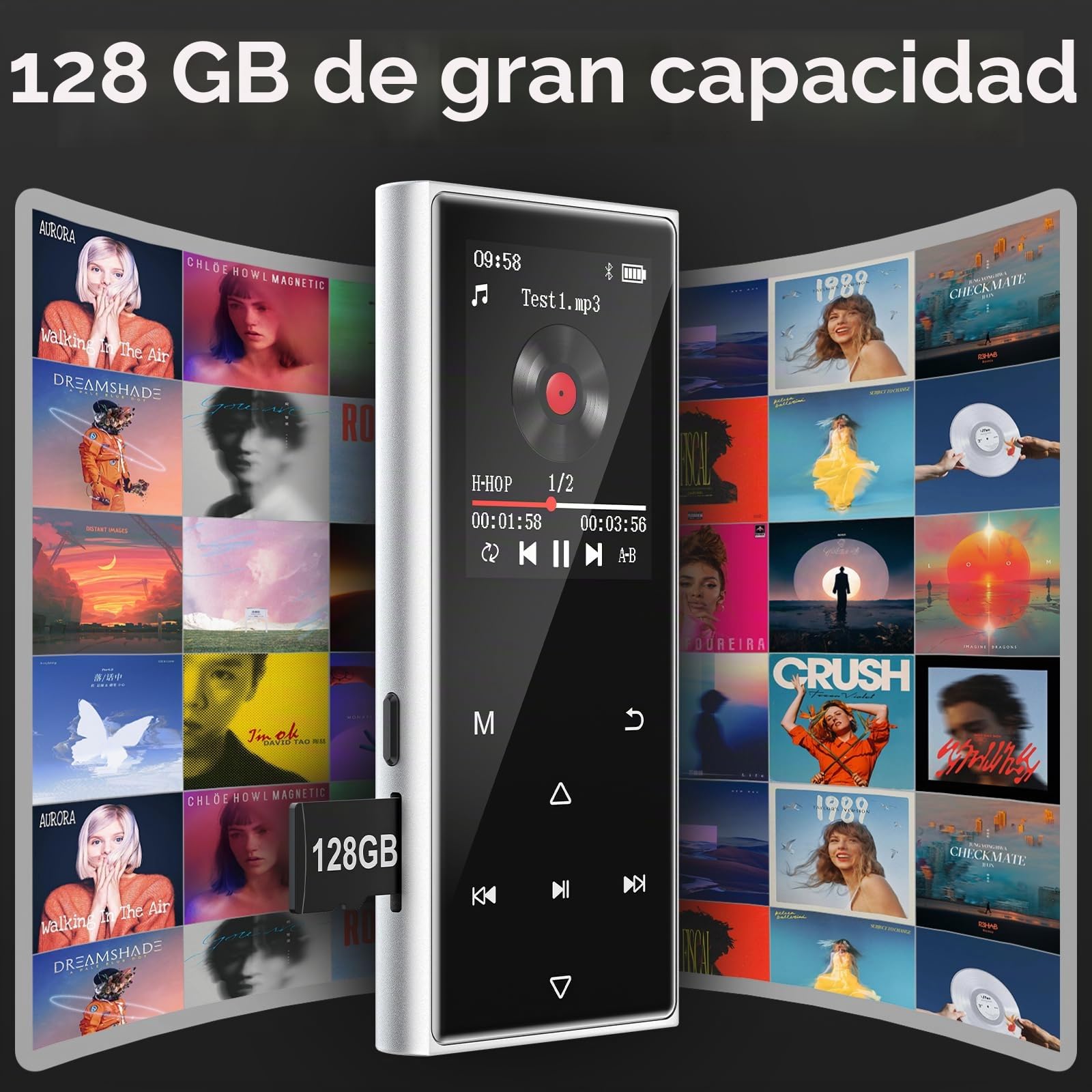 Reproductor MP3 Bluetooth 5.3, Reproductor MP3 Niños 128 GB con Altavoz