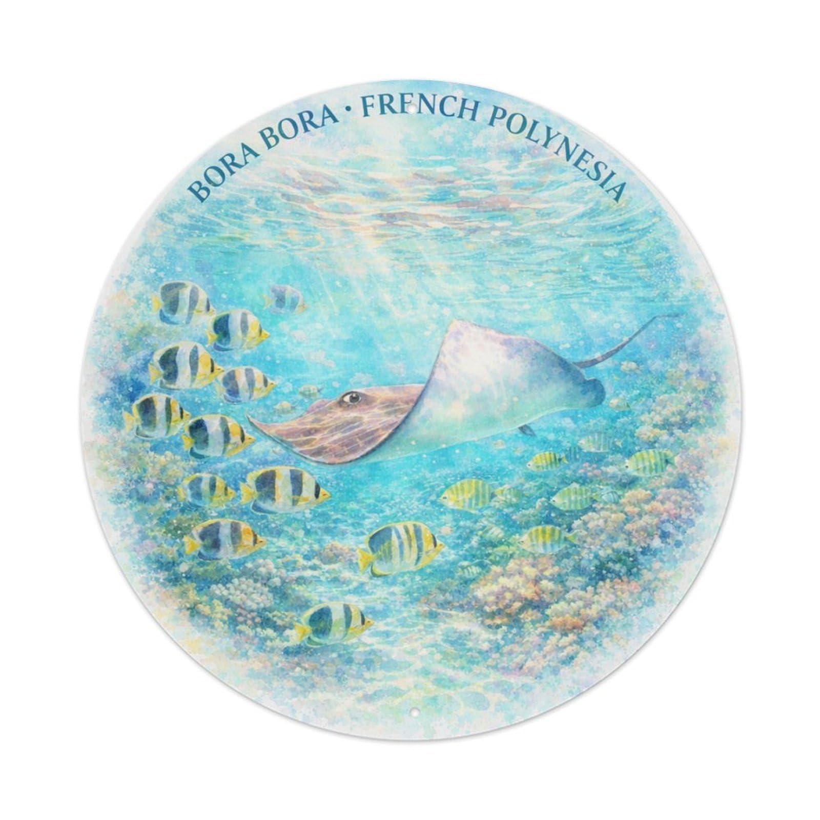 Olyhtr 8X8inch Classic Style Manta Ray Borabora Coral Reef Marine Life Wildlife Metal Tin Sign