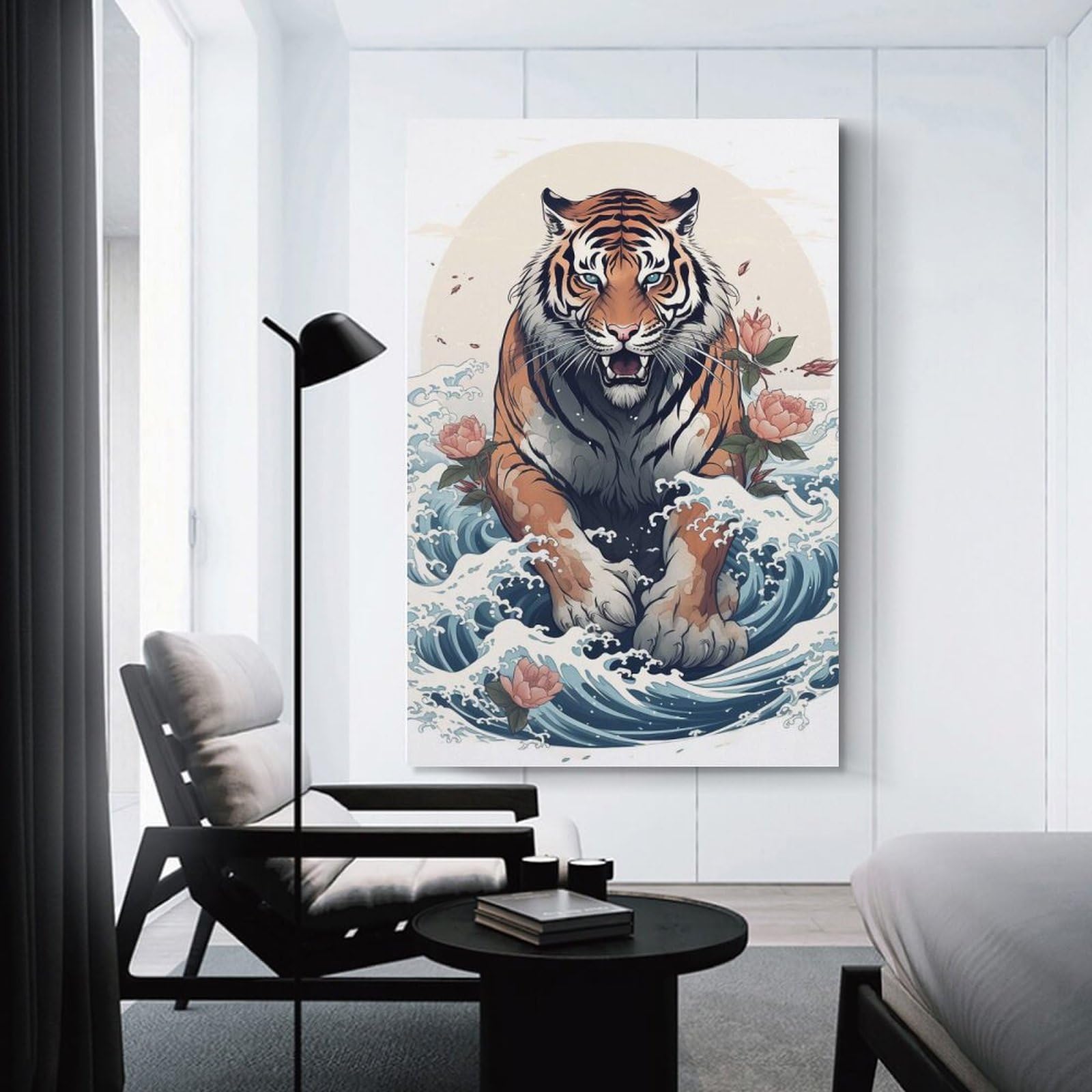 Junmoney Unframe-Style-14 Lion In The Great Wave Decorative Wall Artwork 24X36inch(60X90cm), For Corridors, Hallways Or Apartment Entries, Home Artwork For First Impressions