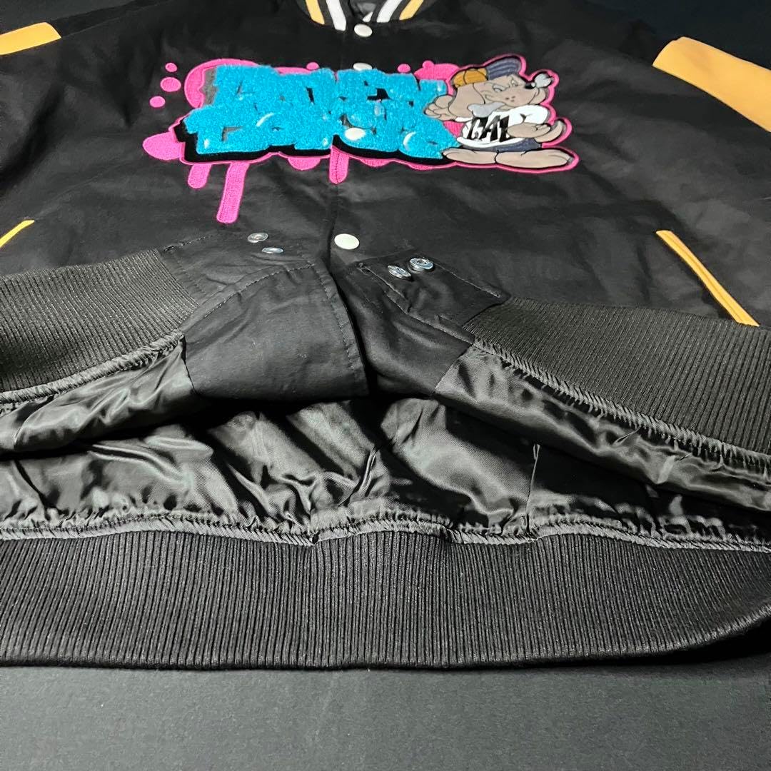 お早めに!! ガルフィー わんわん落書き スタジャン 両面 刺繍 デザイン ストリート ゆるだぼ 中型犬 Lサイズ