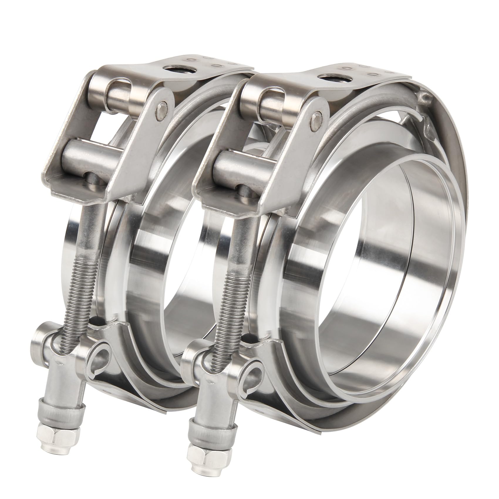 DOCAS 2 szt. Ø 50,8 mm (2,0") szybkozłączka zacisk V-band + kołnierze ze stali nierdzewnej, ekstra turbo, zestaw obejm ze stali nierdzewnej