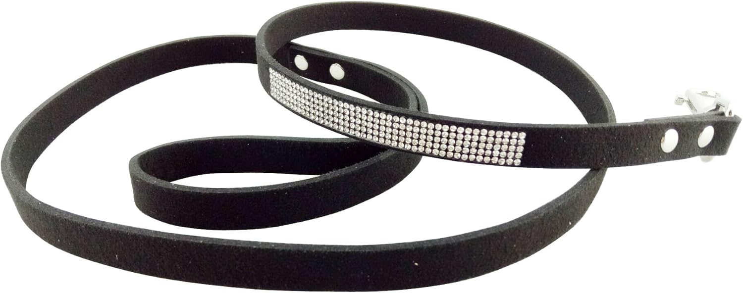 Bling Rhinestone Dog Leash – 4 ft Long & 5/8″ Wide – Dog Leash for Medium Small Dogs/Cats Training Walking and Running,Black