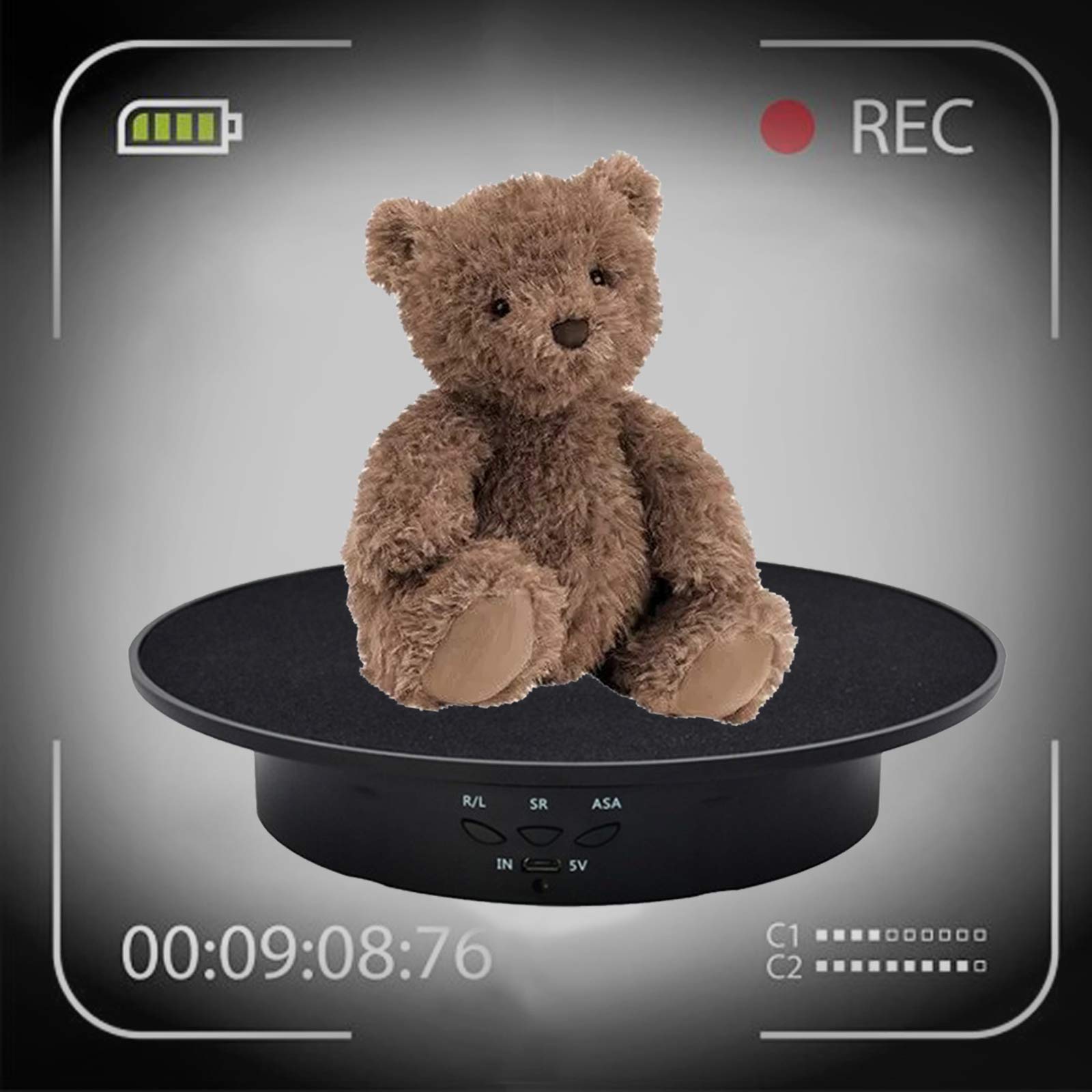 Présentoir Rotatif Motorisé 90-180-360 Degrés 8 kg 20 cm Noir