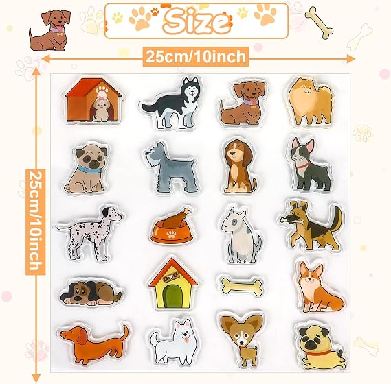 20PCS Dog Thick Gel Clings Puppy Gel Cling Stickers Reusable