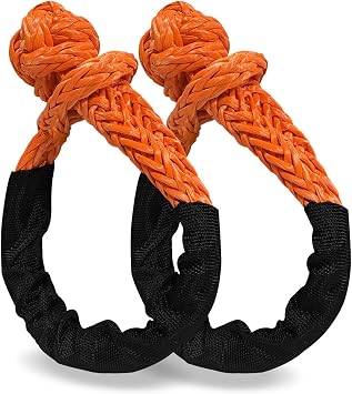Soft Shackle 1/2,3/8" X 22 Inch 50000/47000LBS Breaking Strength,Synthetic Soft Shackle Rope with Sleeves for SUV,ATV,Truck&More 1/2x22ft Orange