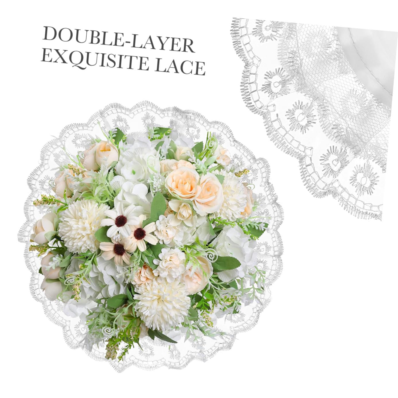 Porte-Bouquet De Mariée En Mousse Avec Dentelle - Kit Complet Pour Fleurs Artificielles Ou Naturelles