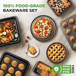 NutriChef Ensemble de Ustensiles de Cuisine, 10 Pièces Pans en Acier au Carbone Antiadhésifs – Sans PFOA/PFOS, Facile à Nettoyer, Résistant au Four et au Lave-Vaisselle, Comprend Plaques de Cuisson, Muffins, Pans à Pain et Gâteaux et Plus