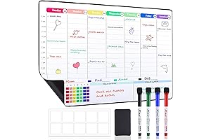 POPRUN Magnetic Weekly Calendar Schedule Board for Fridge